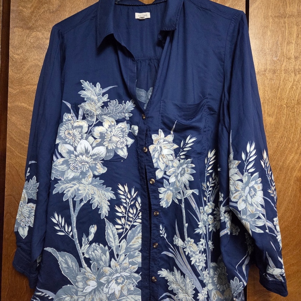 PILCRO Anthropologie The Romy Relaxed Fit Buttondown Shirt Top Blouse Plus 2X